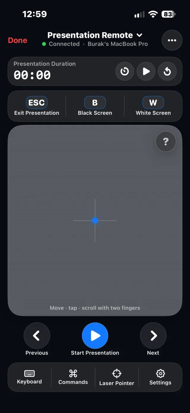 Presentation Remote on iPhone